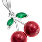 Joyaris Dije Cereza Plata 925 Mujer Rojo Verde 33mm Rojo Con Verde