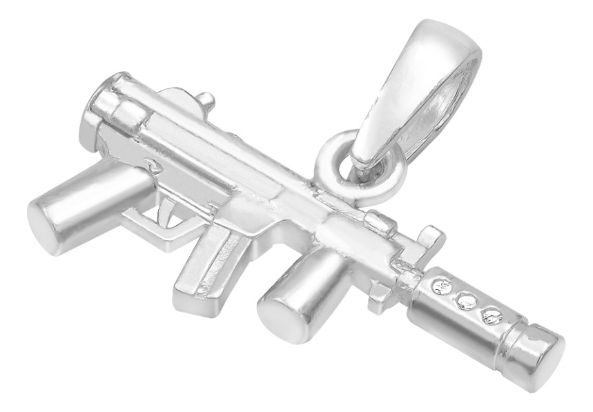 Joyaris Dije Subfusil Silenciador Plata 925 Hombre 26mm Plateado