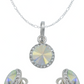 Juego Grande Cristal Dije Arete Cadena Mujer Regalo Plata925