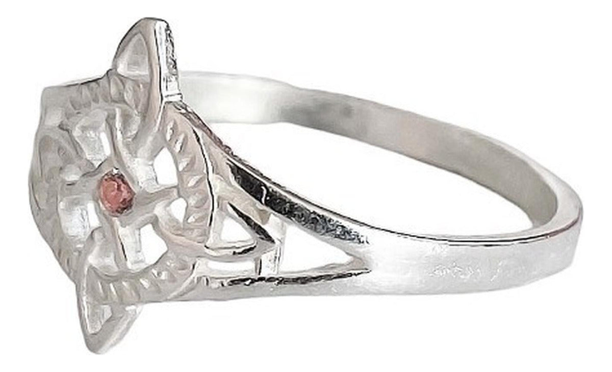 Anillo Nudo De Bruja Con Zirconia De Color Plata Solida 925