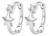 Aretes Huggies De Estrella Y Zirconia En Plata Ley .925