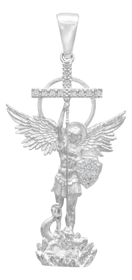Joyaris Dije San Miguel Arcangel Plata 925 Hombre 52mm Plateado