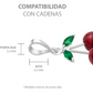 Joyaris Conjunto Dije Cadena Aretes Cereza Plata 925 Mujer Plateado