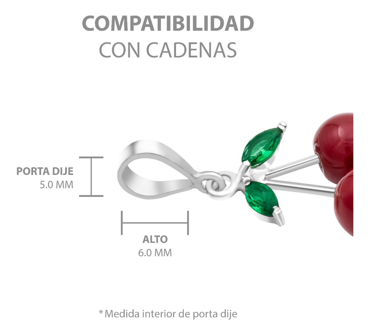 Joyaris Conjunto Dije Cadena Aretes Cereza Plata 925 Mujer Plateado
