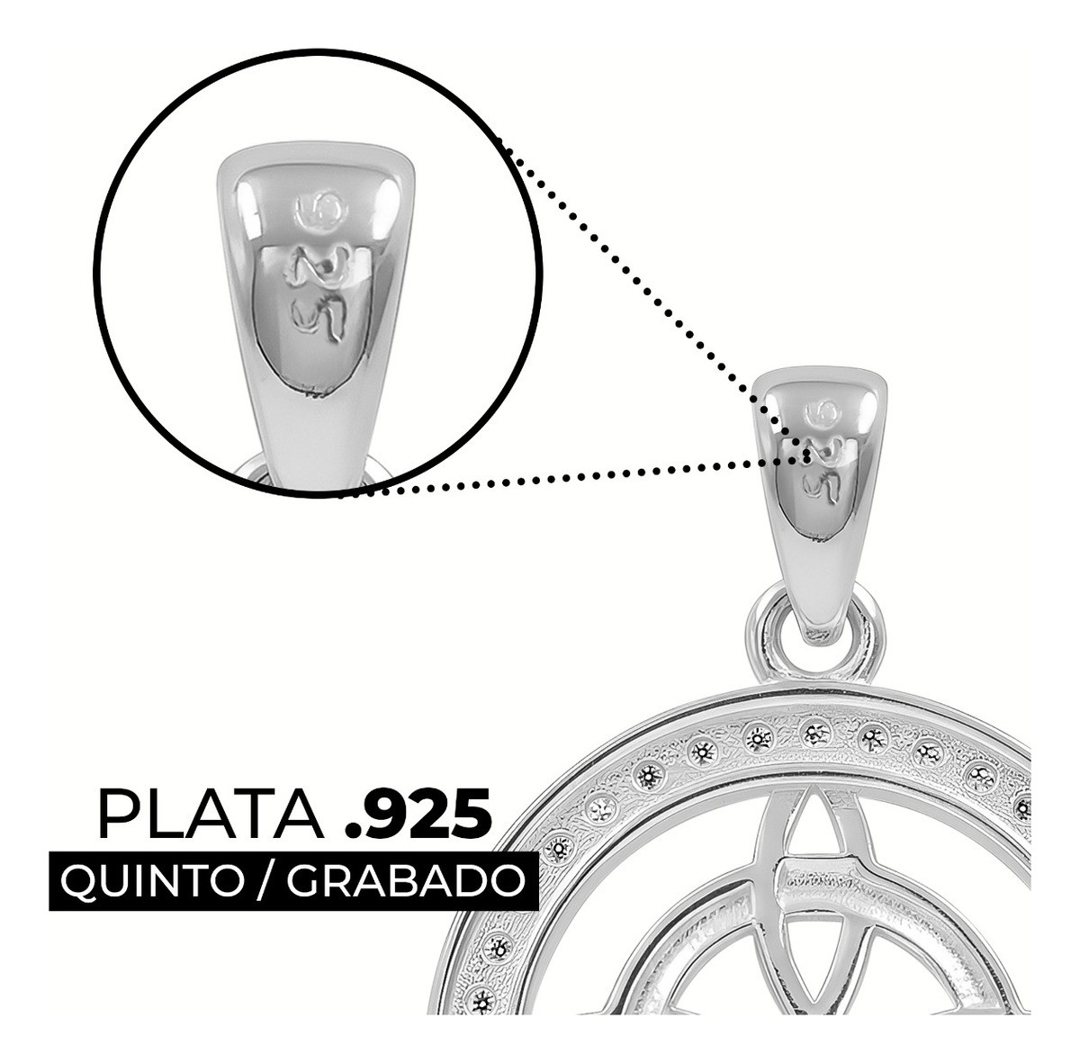 Dije Nudo De Bruja Plata Italiana S925 Contorno De Zirconias Plateado