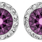 Juego Dije Aretes Plata 925 Con Cristales Zirconias 1.5 Cm Violeta