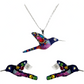Collar Aretes Colibrí Artesanal Zirconias Plata Ley 925