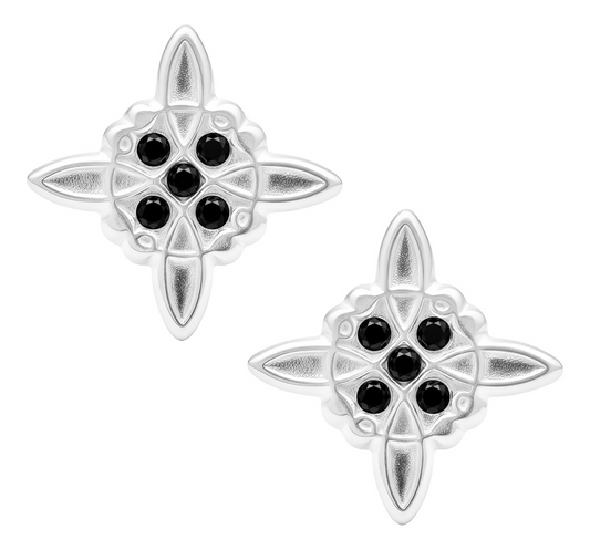 Aretes Broquel Plata 925 Nudo De Bruja Y Zirconia Amuleto