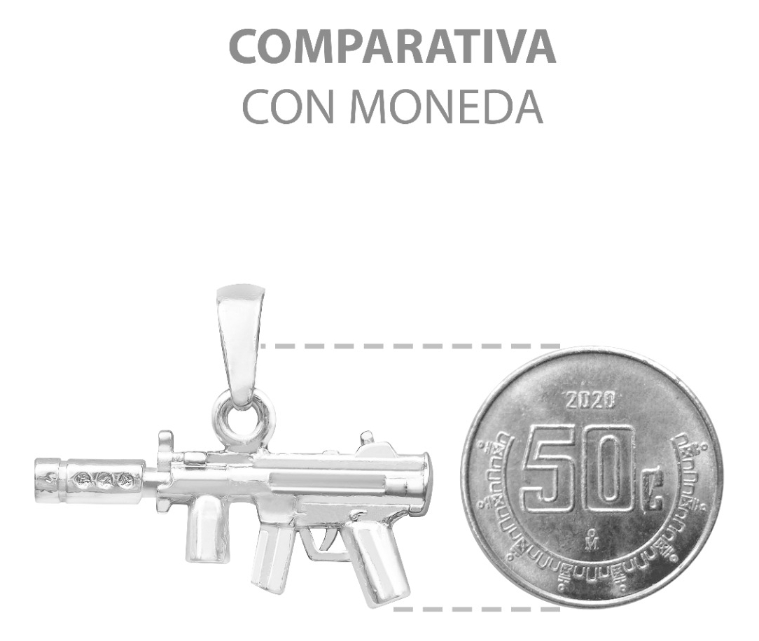 Joyaris Dije Subfusil Silenciador Plata 925 Hombre 26mm Plateado