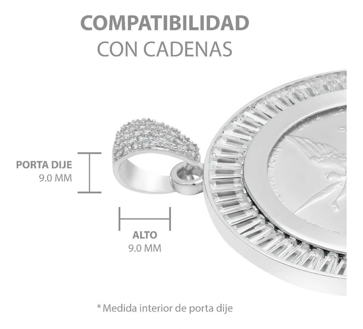 Joyaris Dije Onza Plata Pura 999 Hombre Zirconias 56mm Plateado