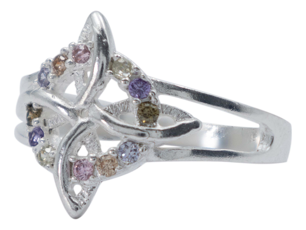 Anillo Nudo De Bruja Celta Zirconias Mujer Regalo Plata S925