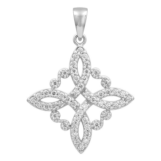 Dije Premium Nudo Bruja Zirconias Mujer Plata 925 3.5 Cm Blanco