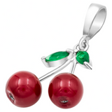 Joyaris Dije Cereza Plata 925 Mujer Rojo Verde 33mm Rojo Con Verde