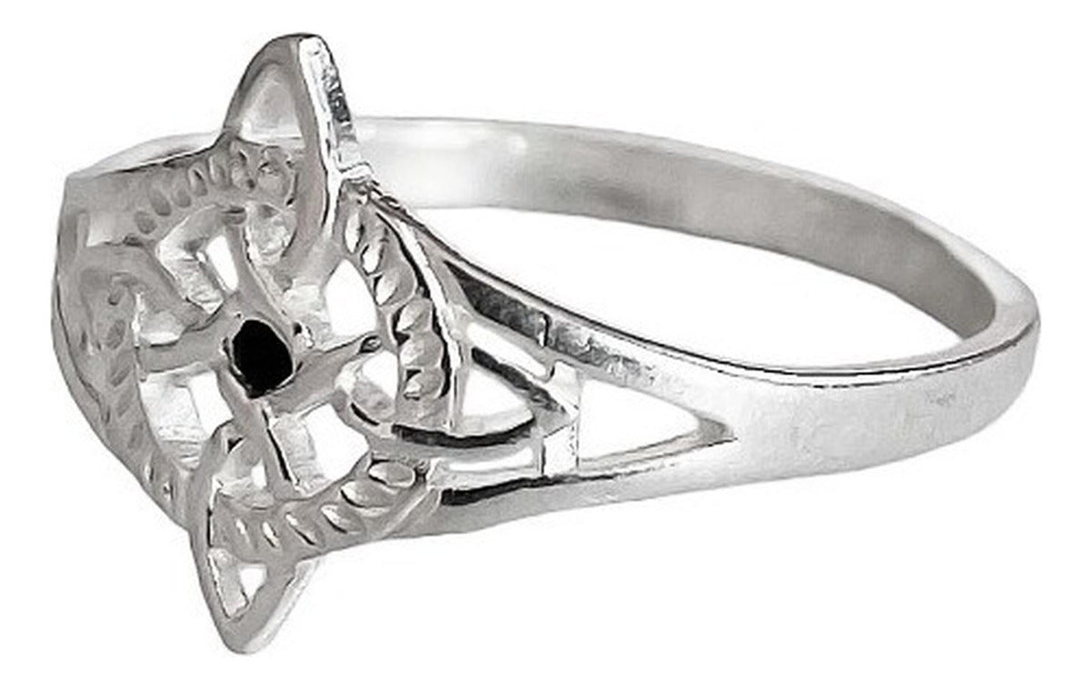 Anillo Nudo De Bruja Con Zirconia De Color Plata Solida 925