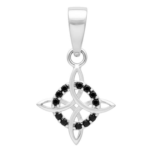 Dije Nudo De Bruja Chico Plata 925 Con Zirconia 2.5 Cm Negro