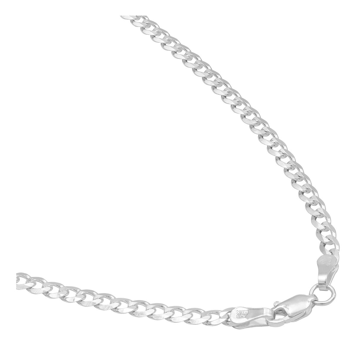 Cadena Cubana Delgada Plata S925 Hombre Barbado 70 Cm X 4mm 52053