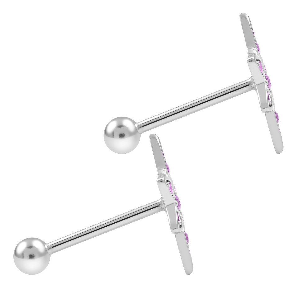 Aretes Huggies Plata 925 - Zirconia Corte Princesa - 1.4 Cm.