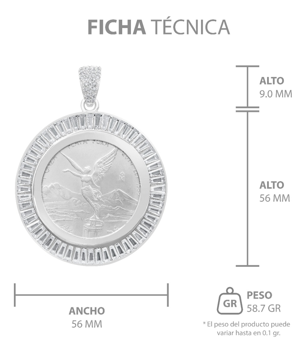 Joyaris Dije Onza Plata Pura 999 Hombre Zirconias 56mm Plateado