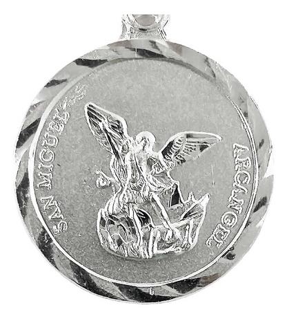 Dije Medalla San Miguel Arcangel Regalo Mediana Plata 925