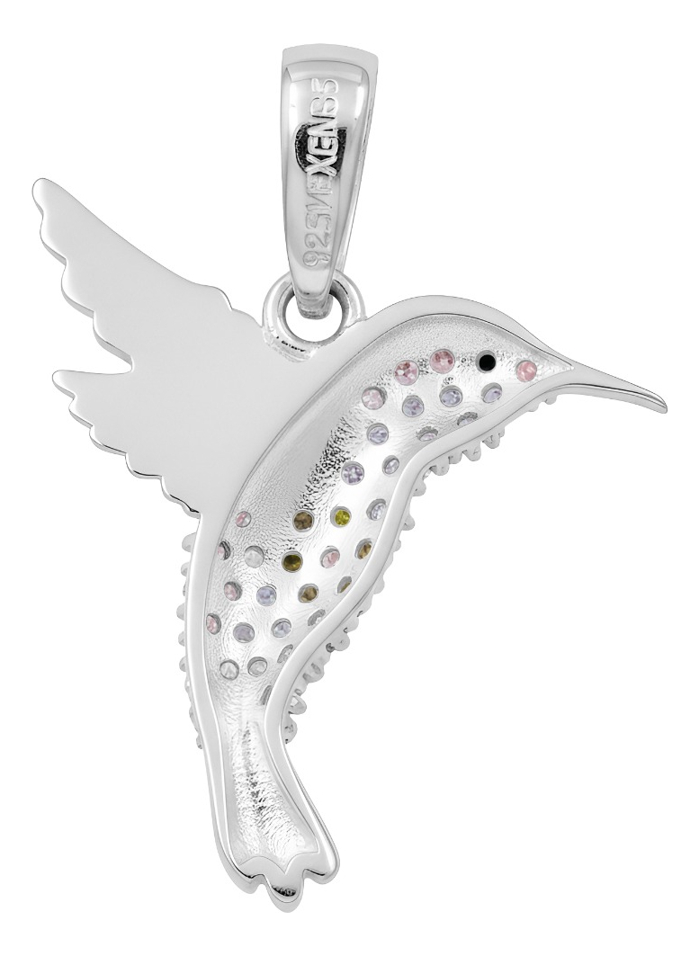Dije Colibrí Plata 925 Zirconias Joyería Fina Regalo Mujer Violeta/rosa