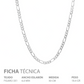 Cadena Figaro 3x1 Gruesa Hombre Regalo Plata 925 6 Mm 50 Cm Plateado