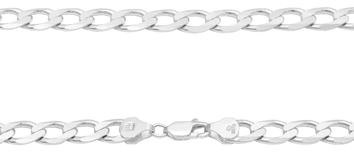 Joyaris Cadena Barbada Cubana Plata 925 Hombre 55cm 8mm Plateado