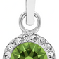 Juego Dije Aretes Plata 925 Con Cristales Zirconias 1.5 Cm Verde