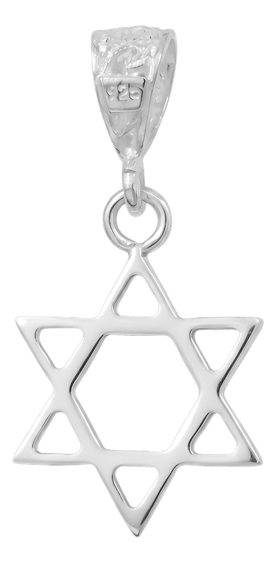 Dije Estrella David Vaciada Plata 925 Hombre Mujer 3.6 Cm - Plateado