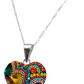 Collar Aretes Corazón Artesanal Chico Piedras Plata Ley 925