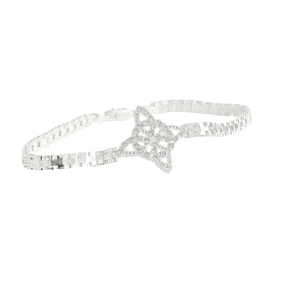 Pulsera Nudo De Bruja Diamantado Zirconias Plata 925