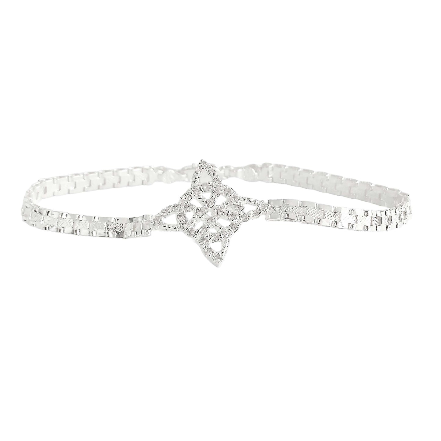 Pulsera Nudo De Bruja Diamantado Zirconias Plata 925