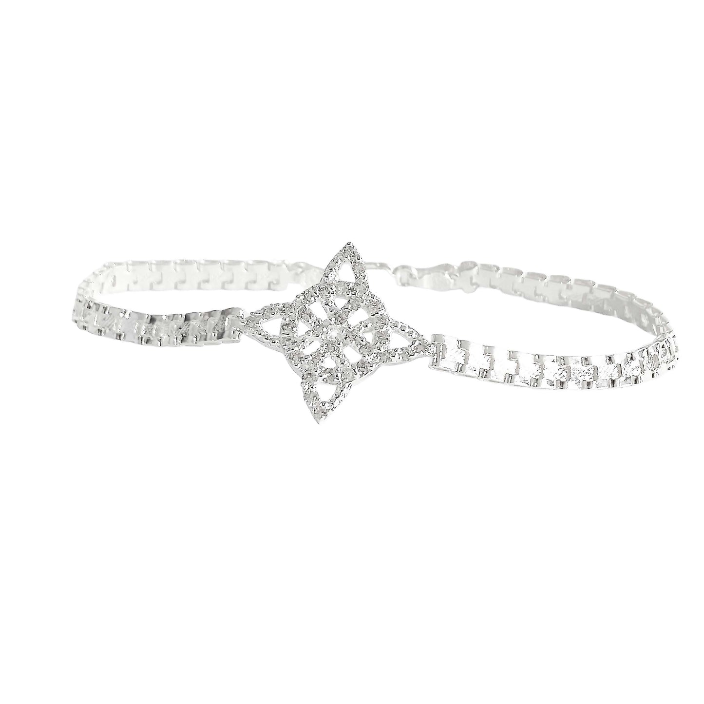 Pulsera Nudo De Bruja Diamantado Zirconias Plata 925