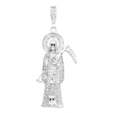 Joyaris Dije Santa Muerte 3d Grande Plata925 Hombre Zirconia Plateado