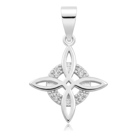 Dije Mini Nudo De Bruja De Plata 925 Con Zirconias 2.5 Cm Blanco