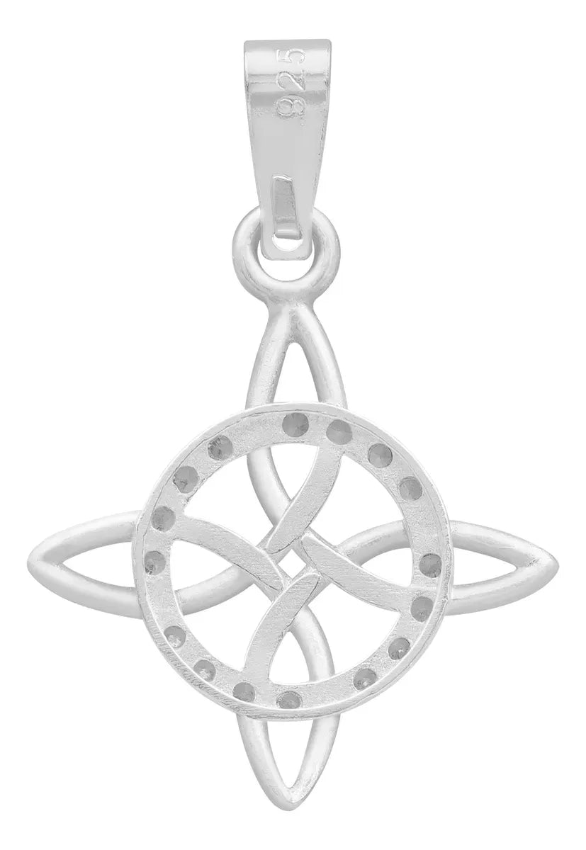 Dije Nudo De Bruja Celta Con Zirconias En Plata Ley 925